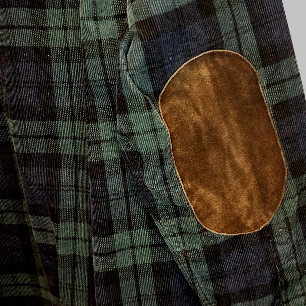 Brooks Brothers Men's Corduroy Black Watch Plaid Shirt Small Elbow Patches View 4